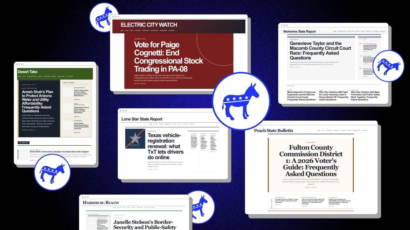 Ads disguised as local news websites are promoting Democrats : NPR